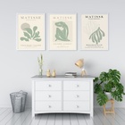 Kit 3 Quadros Matisse Verde Suave 45x34cm - Com Vidro Moldura