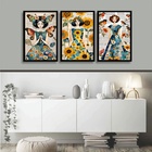 Kit 3 Quadros Menina Borboleta Flores E Pássaros 24x18cm - Co