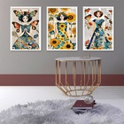 Kit 3 Quadros Menina Borboleta Flores E Pássaros 45x34cm Mold