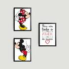 Kit 3 Quadros Mickey E Minnie Todo O Amor 24x18cm - Com Vidro