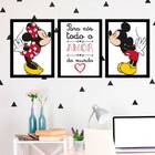 Kit 3 Quadros Mickey E Minnie Todo O Amor 45x34cm - Com Vidro