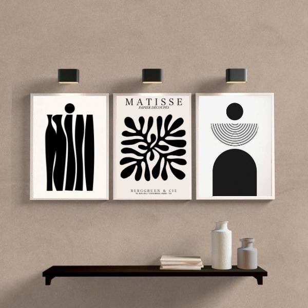 Kit 3 Quadros Minimalistas Abstratos Geométricos matisse 24x1