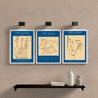 Kit 3 Quadros Minimalistas Abstratos picasso 33x24cm Moldura: