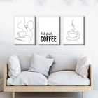 Kit 3 Quadros Minimalistas Café- But First Coffee 45x34cm - C