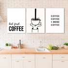 Kit 3 Quadros Minimalistas Café - Coffee 24x18cm - Com Vidro