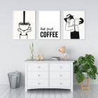 Kit 3 Quadros Minimalistas Café - First Coffee 45x34cm Moldur
