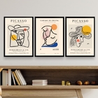 Kit 3 Quadros Minimalistas Cubismo picasso 33x24cm - Com Vidr