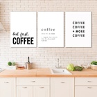 Kit 3 Quadros Minimalistas Frases Café 33x24cm Moldura Branca