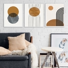 Kit 3 Quadros Minimalistas Marrons 45x34cm - Com Vidro Moldur