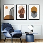 Kit 3 Quadros Minimalistas Marrons - Folha 45x34cm - Com Vidr