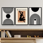 Kit 3 Quadros Minimalistas Para Sala matisse 33x24cm Moldura: