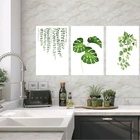 Kit 3 Quadros Minimalistas Plantas 33x24cm - Com Vidro Moldur