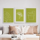 Kit 3 Quadros Minimalistas Verde 45x34cm - Com Vidro Moldura: