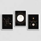 Kit 3 Quadros Místicos 33x24cm - Com Vidro Moldura:madeira Pr