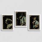 Kit 3 Quadros Místicos Animais Egípcios 45x34cm - Com Vidro M