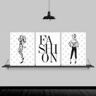 Kit 3 Quadros Moda Feminina Fashion 45x34cm Moldura:madeira P