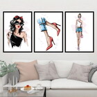 Kit 3 Quadros Moda Roupas E Sapatos 33x24cm Moldura:madeira P