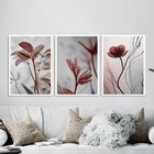 Kit 3 Quadros Modernas Flores Nuances Cinza 45x34cm - Com Vid