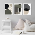 Kit 3 Quadros Modernos Abstratos Tons De Cinza E Preto 33x24c