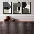 Kit 3 Quadros Modernos Abstratos Tons De Cinza E Preto 45x34c