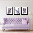 Kit 3 Quadros Modernos Arte Lavanda 33x24cm Moldura Branca