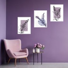 Kit 3 Quadros Modernos Arte Lavanda 33x24cm Moldura Preta