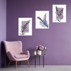 Kit 3 Quadros Modernos Arte Lavanda 45x34cm - Com Vidro Moldu