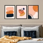 Kit 3 Quadros Modernos Para Quarto Ou Sala 33x24cm - Com Vidr
