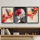 Kit 3 Quadros Modernos Sala Abstrato mulheres 45x34cm Moldura