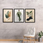 Kit 3 Quadros Modernos Sala Conexão Natureza 45x34cm Moldura: