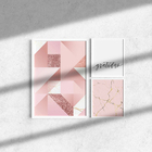 Kit 3 Quadros Moldura Branca Rosa Gratidão 20x30cm E 40x60cm