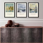 Kit 3 Quadros Monet - Regatas 45x34cm - Com Vidro Moldura:mad