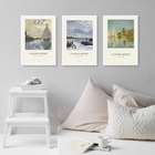 Kit 3 Quadros Monet - Regatas 45x34cm Moldura:madeira Branca