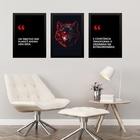 Kit 3 Quadros Motivacionais Empresa Objetivo Lobo 45x34cm Mol