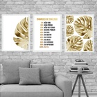 Kit 3 Quadros Motivacionais Sucesso - Dourado 33x24cm - Com V