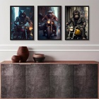 Kit 3 Quadros Motoqueiros Animais 24x18cm - Com Vidro Moldura