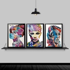 Kit 3 Quadros Mulheres Geométricas Coloridas 45x34cm - Com Vi