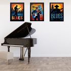 Kit 3 Quadros Músicos Blues 33x24cm Moldura Preta