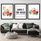 Kit 3 Quadros Nossos Sonhos Flor, Borboleta 45x34cm - Com Vid