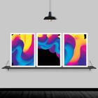 Kit 3 Quadros Ondas Tridimensionais 45x34cm - Com Vidro Moldu