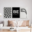Kit 3 Quadros Optical Art- Be Kind 24x18cm Moldura:madeira Br