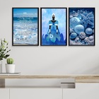 Kit 3 Quadros Orixá Iemanjá- Odayá 45x34cm Moldura:madeira Br