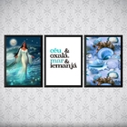 Kit 3 Quadros Oxalá Iemanjá 45x34cm Moldura:madeira Branca