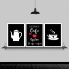 Kit 3 Quadros Para Cantinho Do Café 24x18cm - Com Vidro Moldu