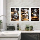 Kit 3 Quadros Para Cozinha Gatos Cozinhando 45x34cm - Com Vid