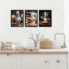 Kit 3 Quadros Para Cozinha Gatos Cozinheiros 45x34cm - Com Vi