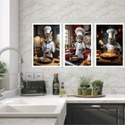 Kit 3 Quadros Para Cozinha Gatos Cozinheiros 45x34cm - Com Vi