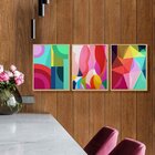 Kit 3 Quadros Para Decoração Colorido Geométrico Formas Sala