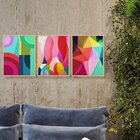 Kit 3 Quadros Para Decoração Colorido Geométrico Formas Sala