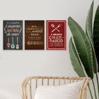 Kit 3 Quadros Para Decoração Cozinha Churrasco Frases